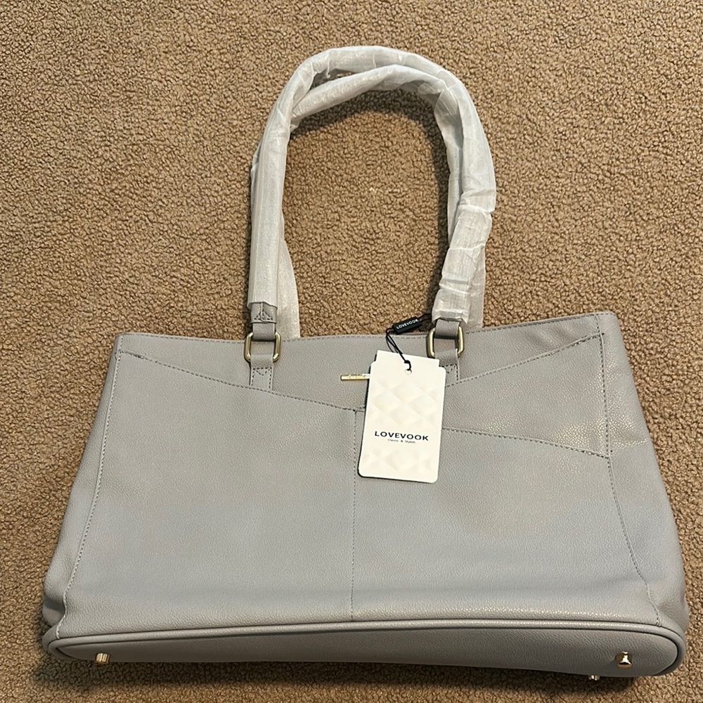 Gray Shoulder Bag with Structured Design and Matte Finish